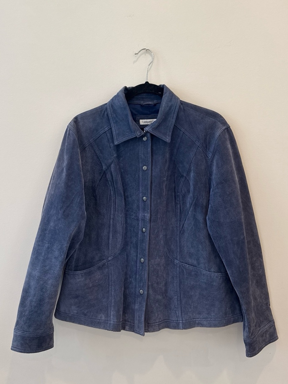 Coldwater Creek Suede Snap-Front Jacket in Navy Blue